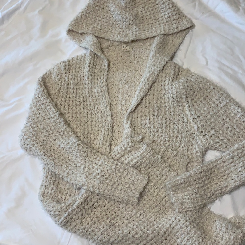 Pol loooong open-front  sweater with hood